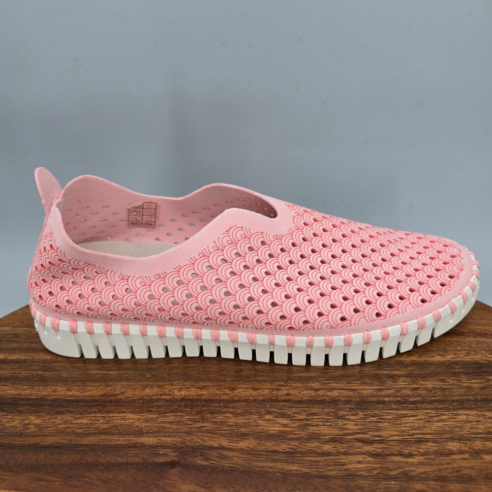 Ilse Jacobsen Shoes Womens 6.5 37 Rose Pink Tulip Comfort Slip On Cut Out Flats
